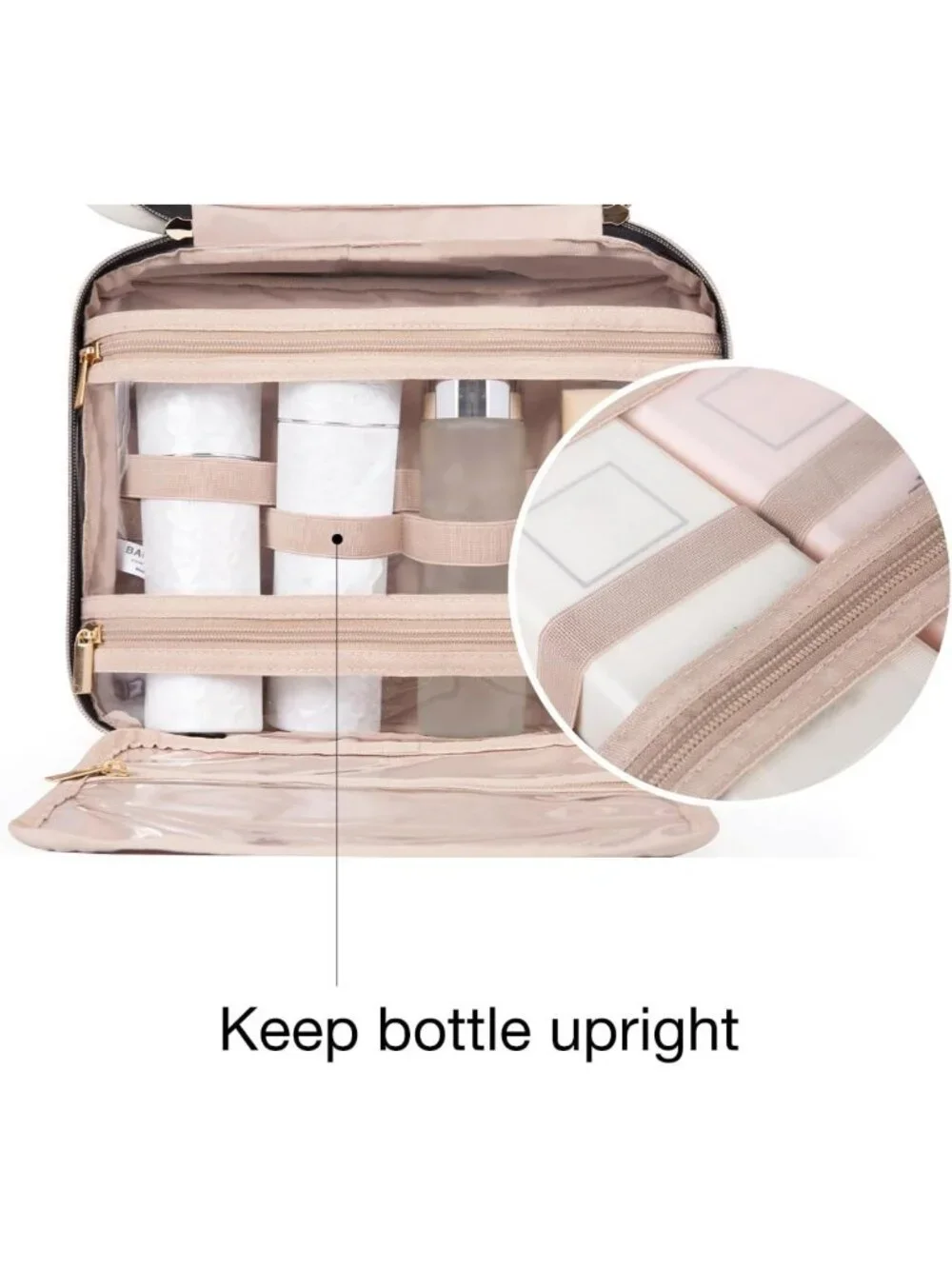 Travel Toiletry Bag with Hanging Hook | Water-Resistant Makeup Organizer